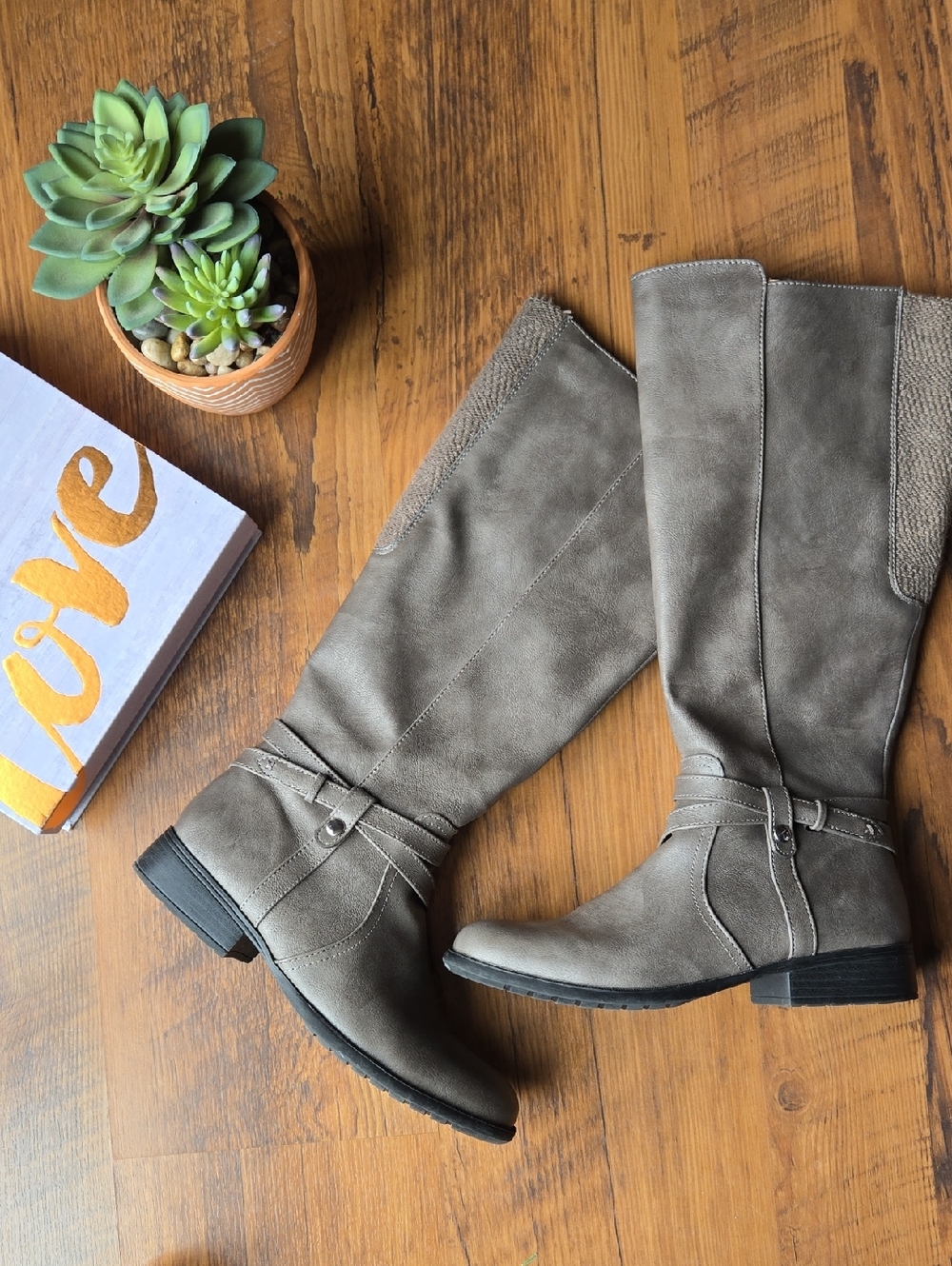 Life Stride Soft System Taupe Knee-High Riding Boots Xtrovert 7.5 Womens